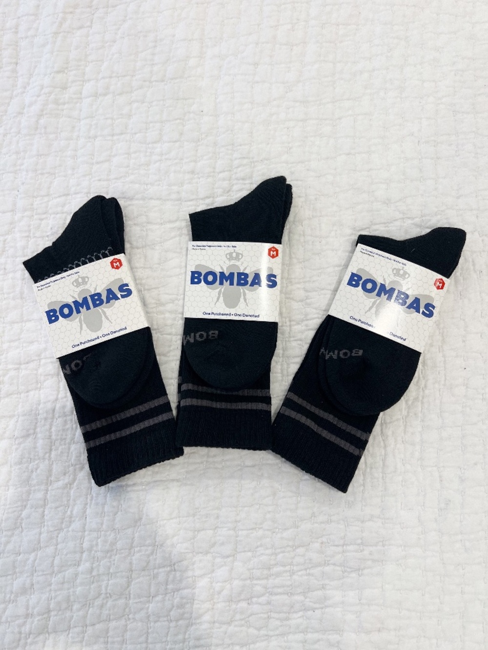 BOMBAS Calf Socks Mens M Medium 3 pairs All Purpose Performance Running Hex Tech